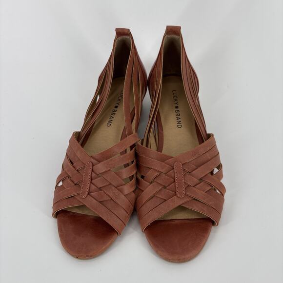 Lucky Brand Flats Womens 8 Jarise Sumac/Bewell Leather Sandals - Picture 1 of 6